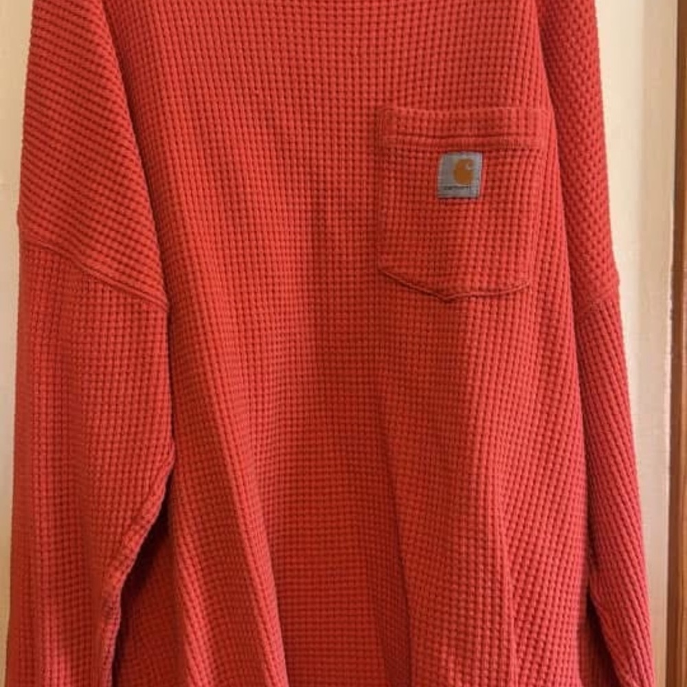 Carhartt Red Waffle Knit Long Sleeve Shirt